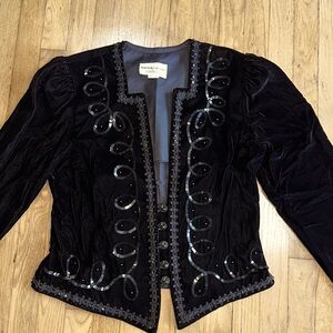 GORGEOUS JONATHAN TAIT Velvet Ladies Jacket, Sequins, BOW Detail Size 12 Black